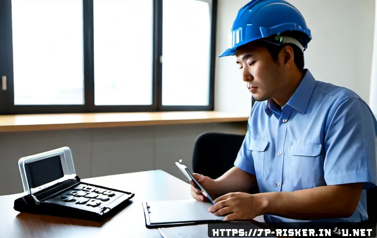 위험관리기술자 자격증 관련 최신 법규 변화 - Photorealistic Japanese risk management engineer in a neat modern office, carefully comparing two th...
